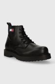 Шкіряні черевики Tommy Jeans TJM RUBERIZED LACE UP BOOT чоловічі колір чорний EM0EM01276 Шкіряні черевики Tommy Jeans TJM RUBERIZED LACE UP BOOT чоловічі колір чорний EM0EM01276