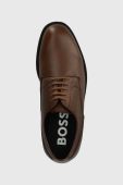 Шкіряні туфлі BOSS Baird чоловічі колір коричневий 50503445