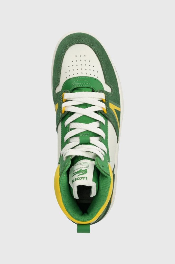 Шкіряні кросівки Lacoste L001 Leather Colorblock High-Top колір зелений 45SMA0027 фото 4