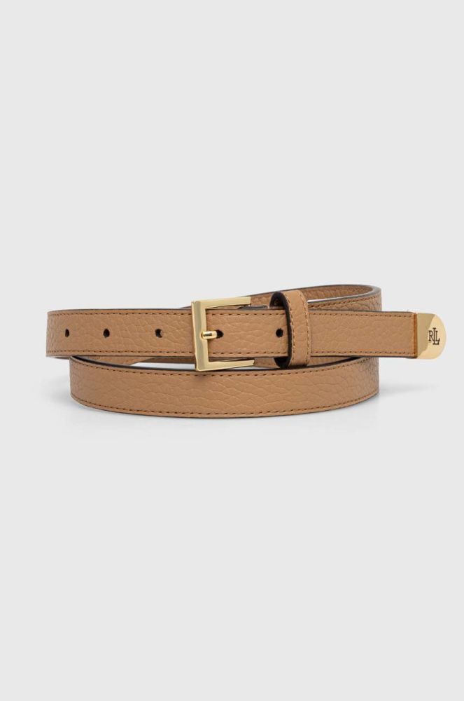 Шкіряний ремінь Lauren Ralph Lauren жіночий колір бежевий