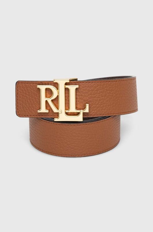 Двосторонній ремінь жіночий шкіряний Lauren Ralph Lauren колір коричневий