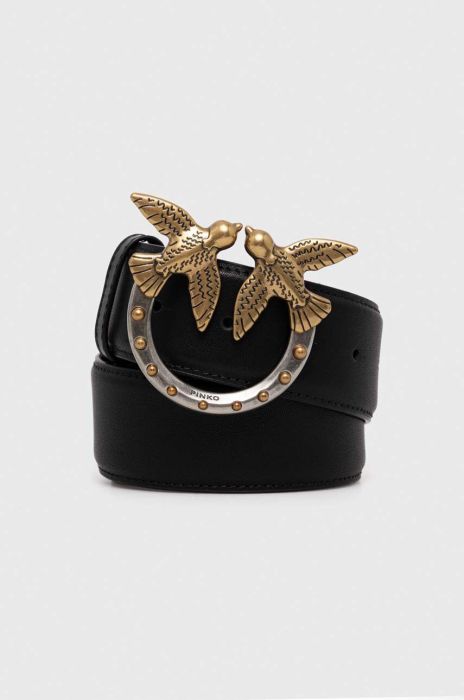 Шкіряний ремінь Pinko жіночий колір чорний (3430374)