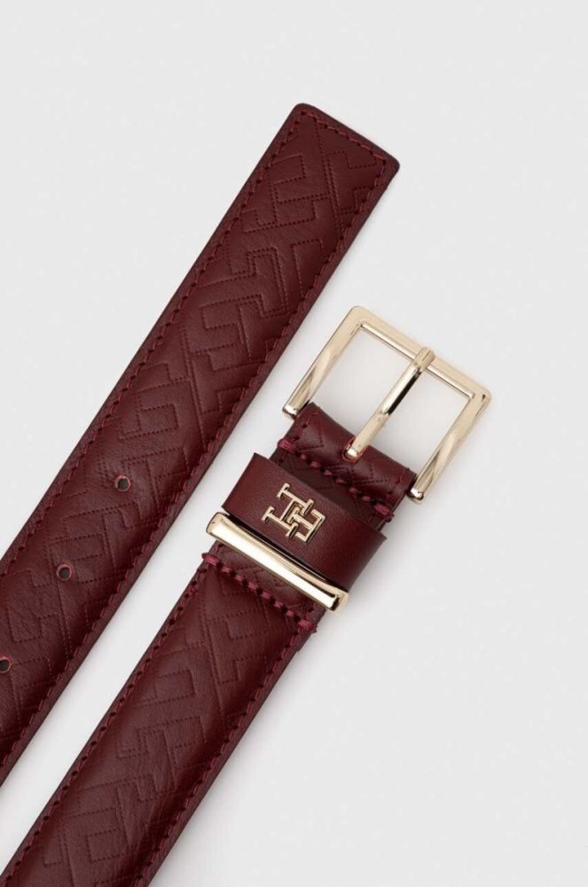 Шкіряний ремінь Tommy Hilfiger жіночий колір бордовий (3462950) фото 2