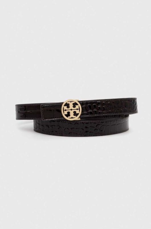 Шкіряний ремінь Tory Burch жіночий колір коричневий