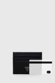 Шкіряний ремінь і чохол для карт Guess колір чорний