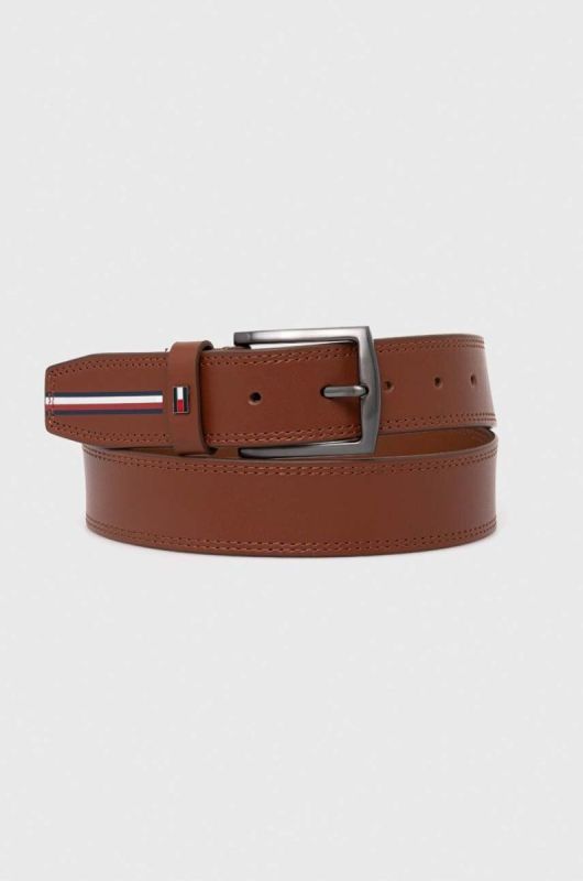 Шкіряний ремінь Tommy Hilfiger чоловічий колір коричневий (3244095)