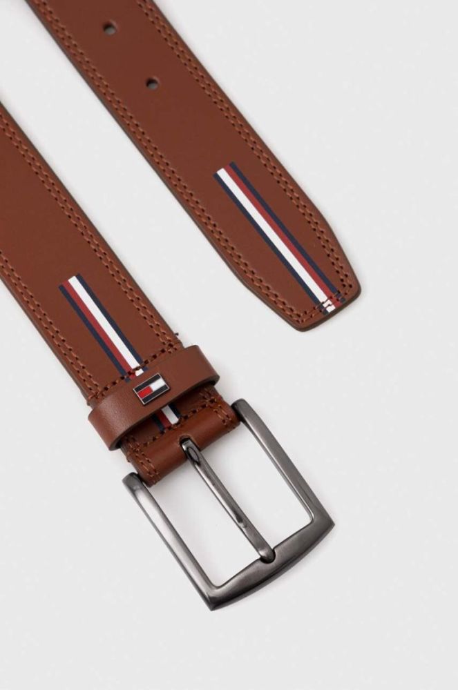 Шкіряний ремінь Tommy Hilfiger чоловічий колір коричневий (3244095) фото 2