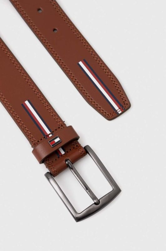Шкіряний ремінь Tommy Hilfiger чоловічий колір коричневий (3244095) фото 2