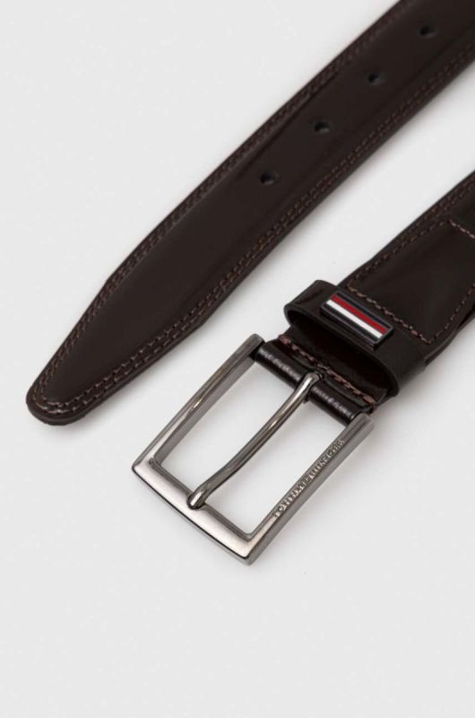 Шкіряний ремінь Tommy Hilfiger чоловічий колір коричневий (3269131) фото 2