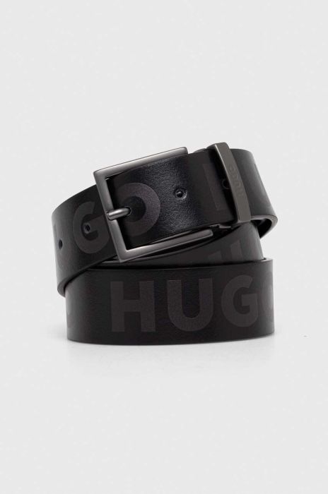 Шкіряний ремінь HUGO чоловічий колір чорний (3404135)