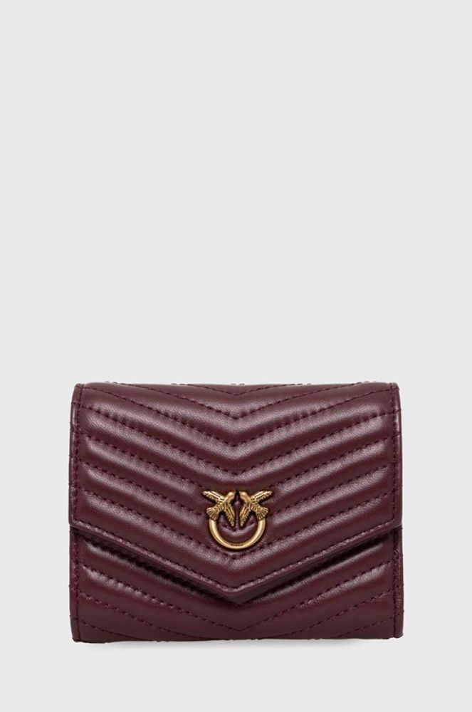 Шкіряний гаманець Pinko жіночий колір бордовий (3425384)