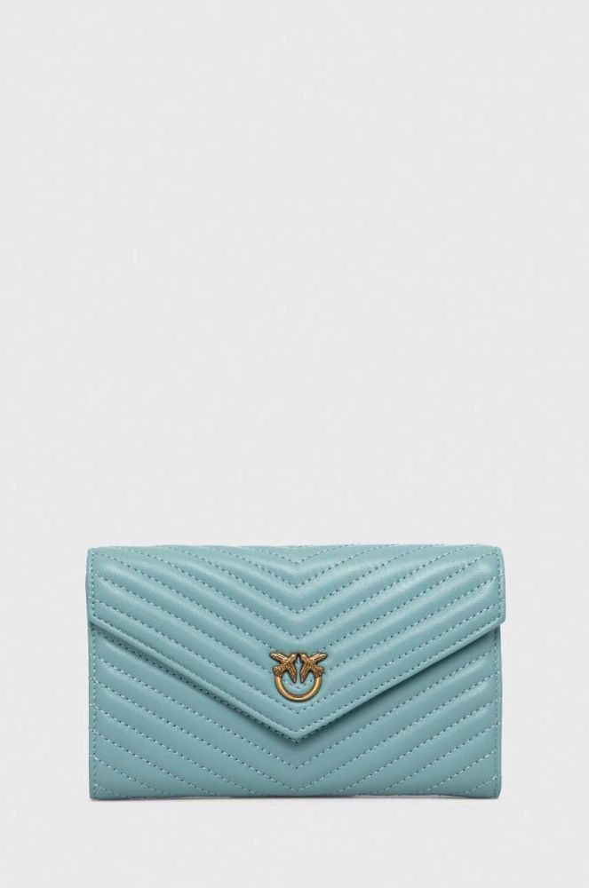 Шкіряний гаманець Pinko жіночий колір блакитний (3425386)