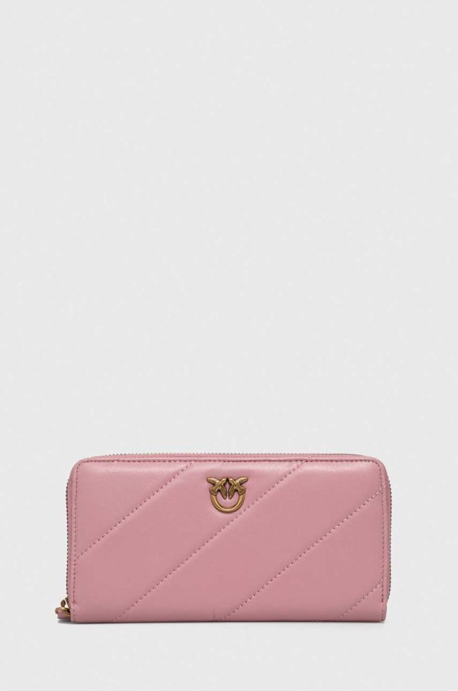 Шкіряний гаманець Pinko жіночий колір рожевий (3430446)