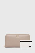 Шкіряний гаманець Coccinelle жіночий колір бежевий