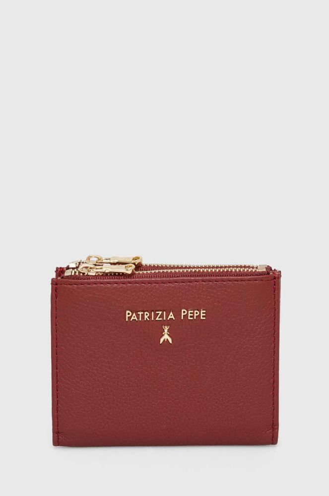 Шкіряний гаманець Patrizia Pepe жіночий колір бордовий (3379529)