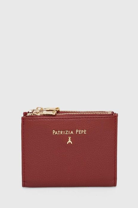 Шкіряний гаманець Patrizia Pepe жіночий колір бордовий (3379529)