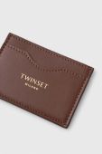 Шкіряний чохол на банківські карти Twinset колір коричневий