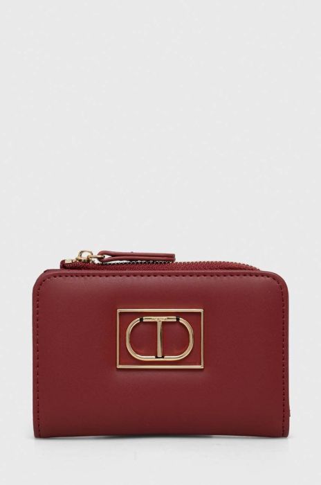 Шкіряний гаманець Twinset жіночий колір бордовий (3578193)