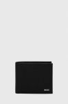 Шкіряний гаманець BOSS чоловічий колір чорний (3351651)