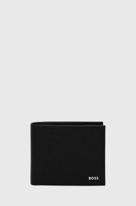 Шкіряний гаманець BOSS чоловічий колір чорний (3351651)
