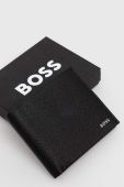 Шкіряний гаманець BOSS чоловічий колір чорний (3394711)