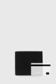 Шкіряний гаманець BOSS чоловічий колір чорний (3394711)