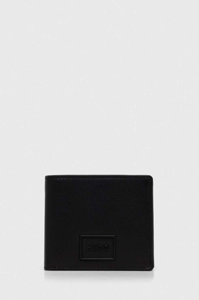Шкіряний гаманець HUGO чоловічий колір чорний (3404172)