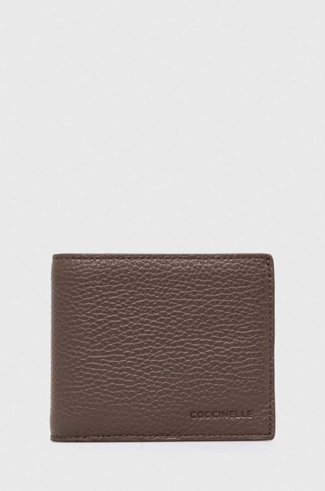 Шкіряний гаманець Coccinelle чоловічий колір коричневий