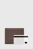 Шкіряний гаманець Coccinelle чоловічий колір коричневий