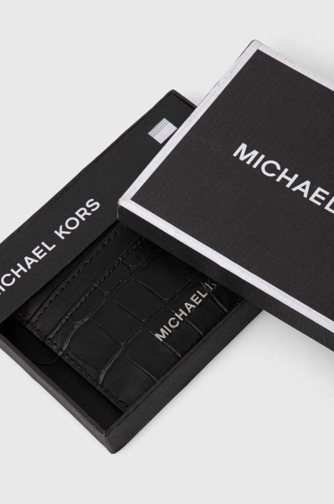 Шкіряний чохол на банківські карти Michael Kors колір чорний фото 3