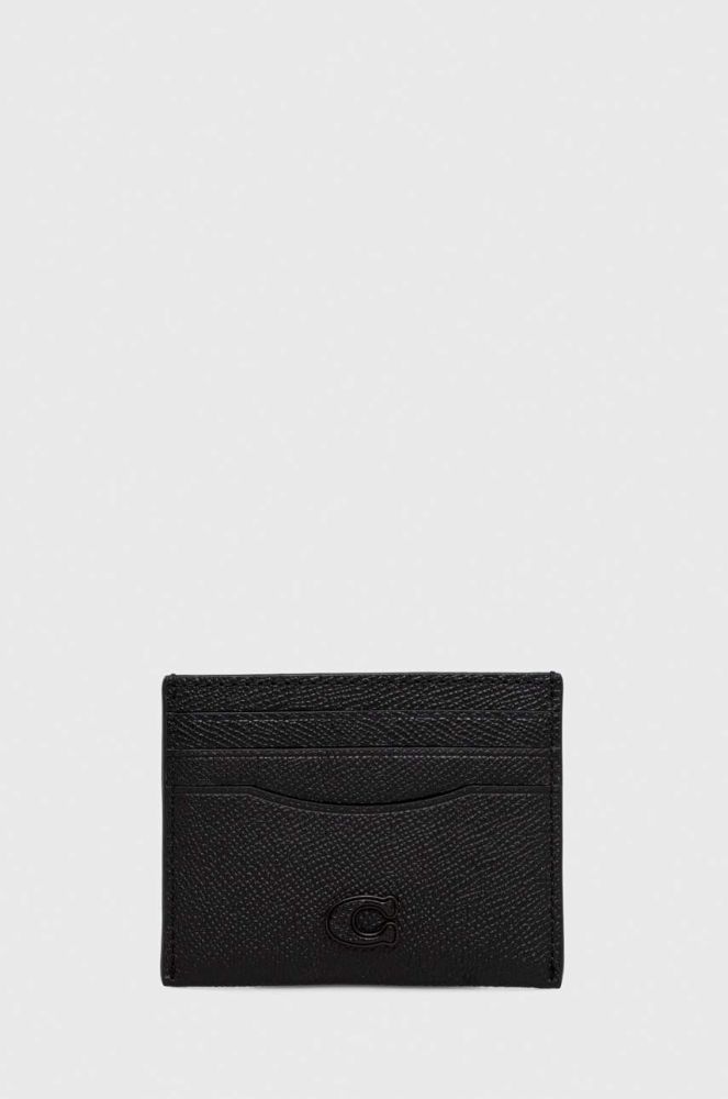 Шкіряний чохол на банківські карти Coach колір чорний (3474307)