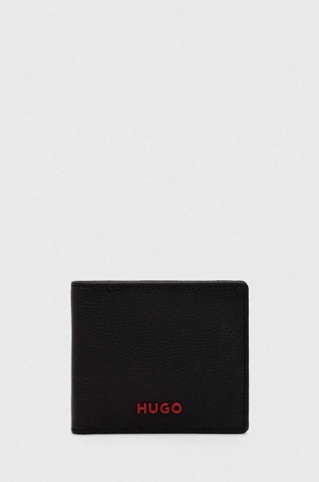 Шкіряний гаманець HUGO чоловічий колір чорний (3507685)