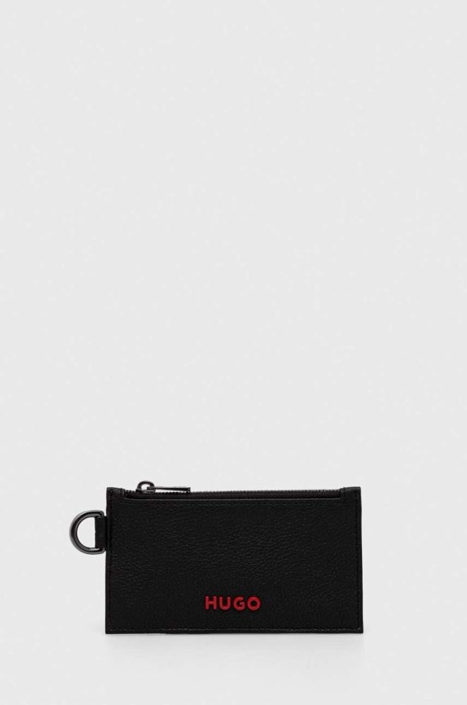 Шкіряний гаманець HUGO чоловічий колір чорний (3507686)
