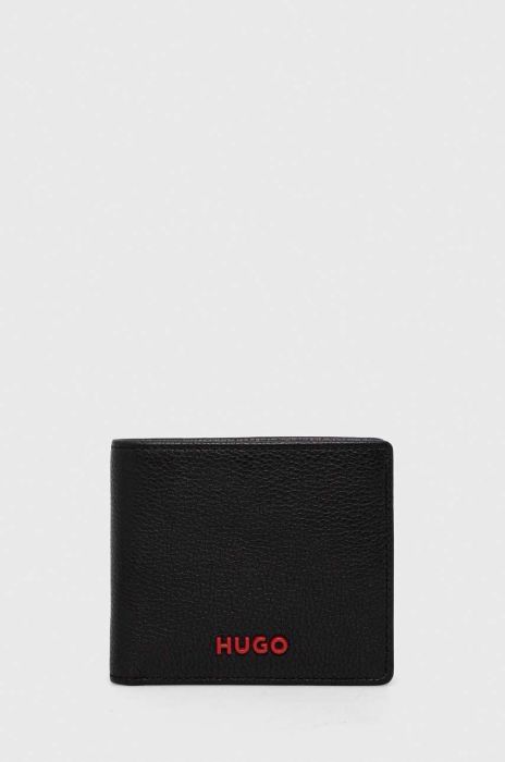 Шкіряний гаманець HUGO чоловічий колір чорний (3560016)