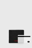 Шкіряний гаманець HUGO чоловічий колір чорний (3560016)