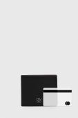 Шкіряний гаманець HUGO чоловічий колір чорний (3486396)