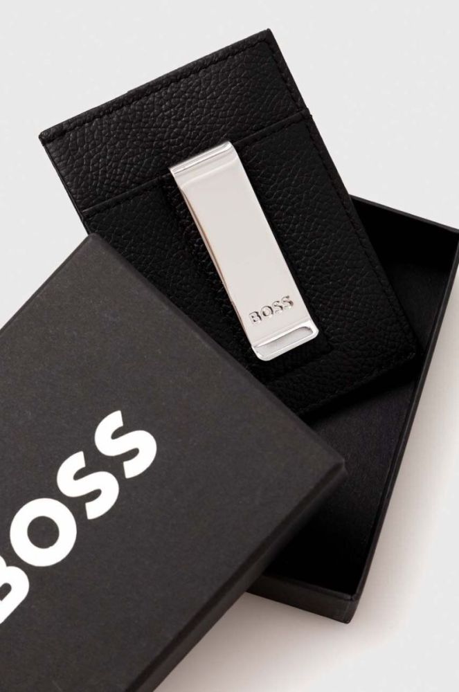 Шкіряний чохол на банківські карти BOSS колір чорний (3507691) фото 3