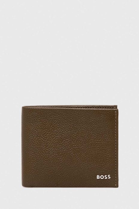 Шкіряний гаманець BOSS чоловічий колір зелений (3482411)