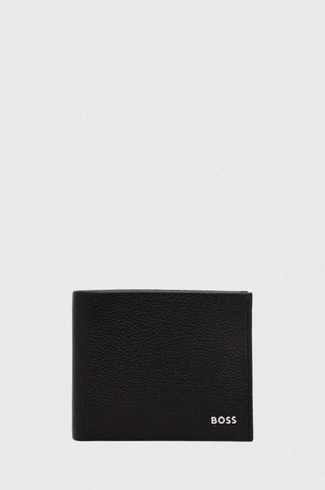Шкіряний гаманець BOSS чоловічий колір чорний (3482410)