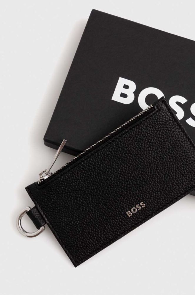 Шкіряний чохол на банківські карти BOSS колір чорний (3507692) фото 3