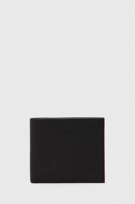 Шкіряний гаманець BOSS чоловічий колір чорний (3482412)