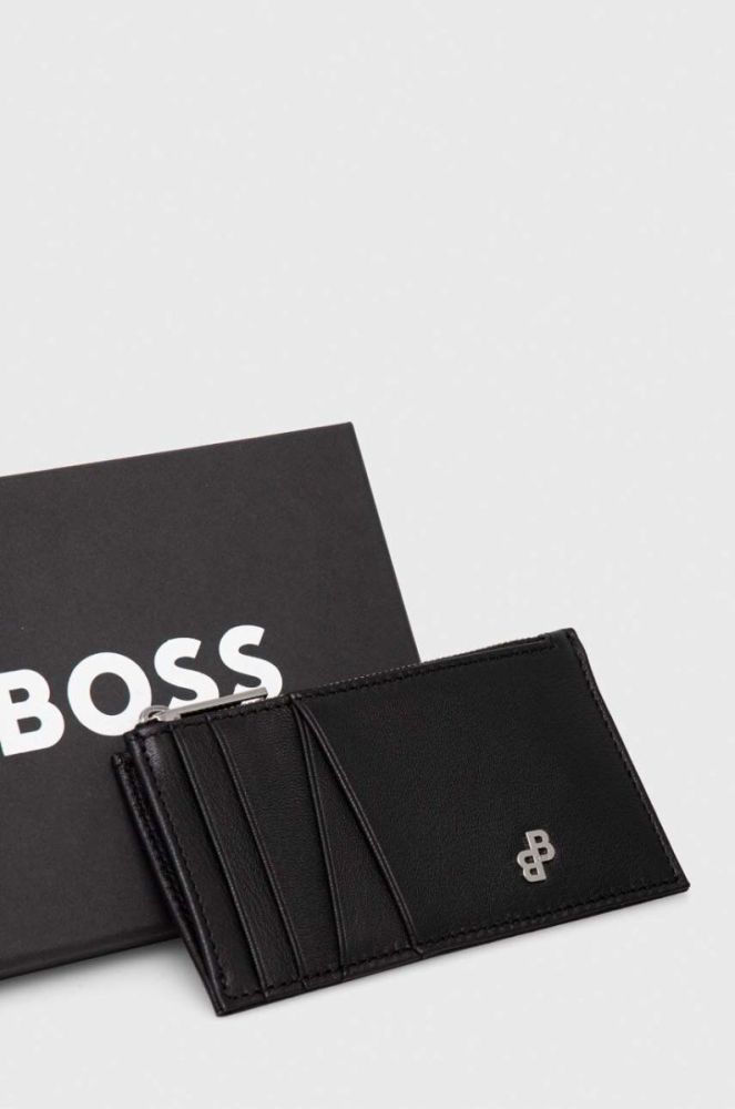 Шкіряний гаманець BOSS чоловічий колір чорний (3558243) фото 4