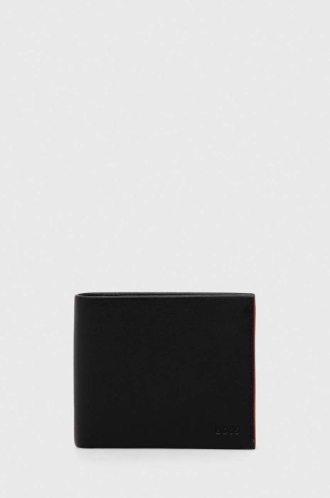 Шкіряний гаманець BOSS чоловічий колір чорний (3482415)