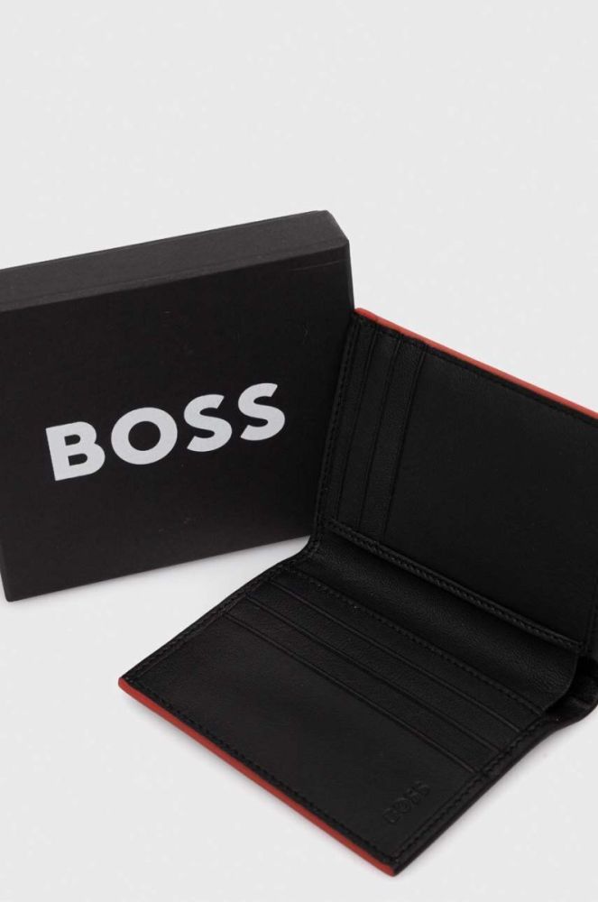 Шкіряний гаманець BOSS чоловічий колір чорний (3482416) фото 3