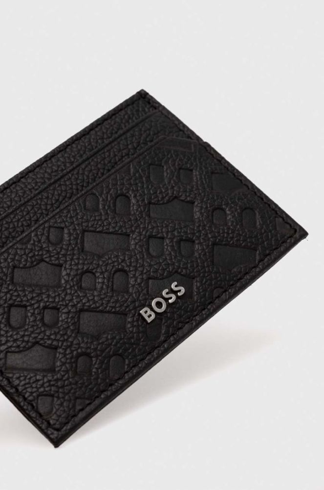 Шкіряний чохол на банківські карти BOSS колір чорний (3482418) фото 2