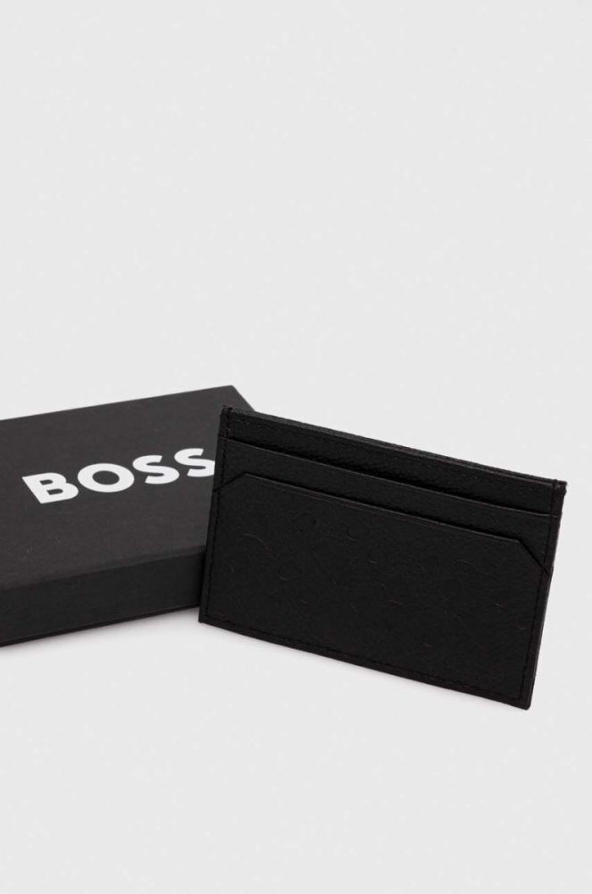 Шкіряний чохол на банківські карти BOSS колір чорний (3482418) фото 3