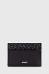 Шкіряний чохол на банківські карти BOSS колір чорний (3482419)