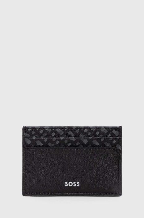 Шкіряний чохол на банківські карти BOSS колір чорний (3482419)