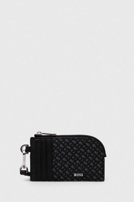Шкіряний гаманець BOSS чоловічий колір чорний (3482420)