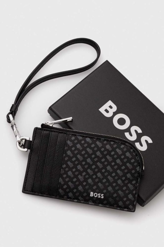 Шкіряний гаманець BOSS чоловічий колір чорний (3482420) фото 3
